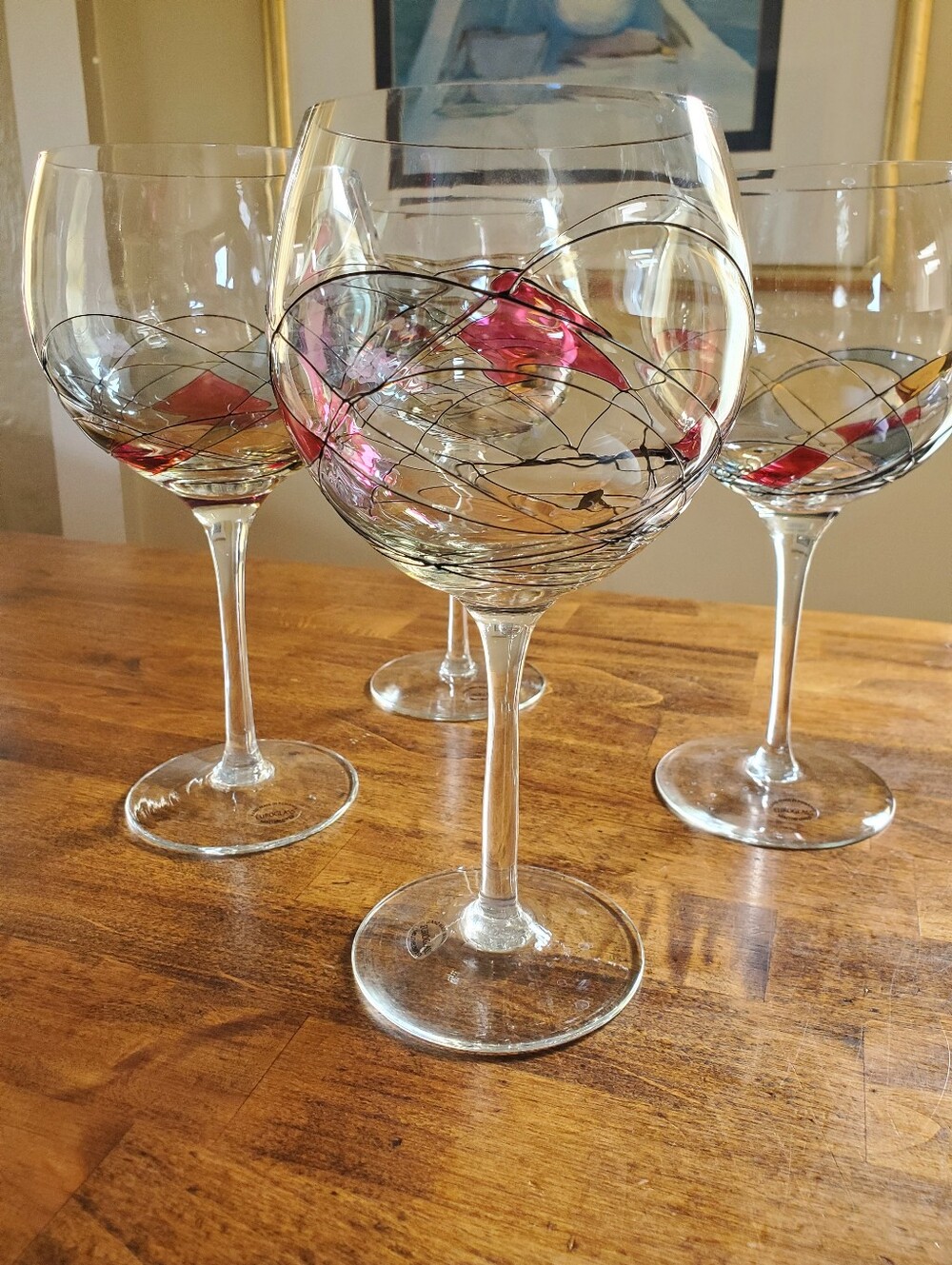 Euroglass Mosaic Wine Glasses Mouth Blown Set of 4
